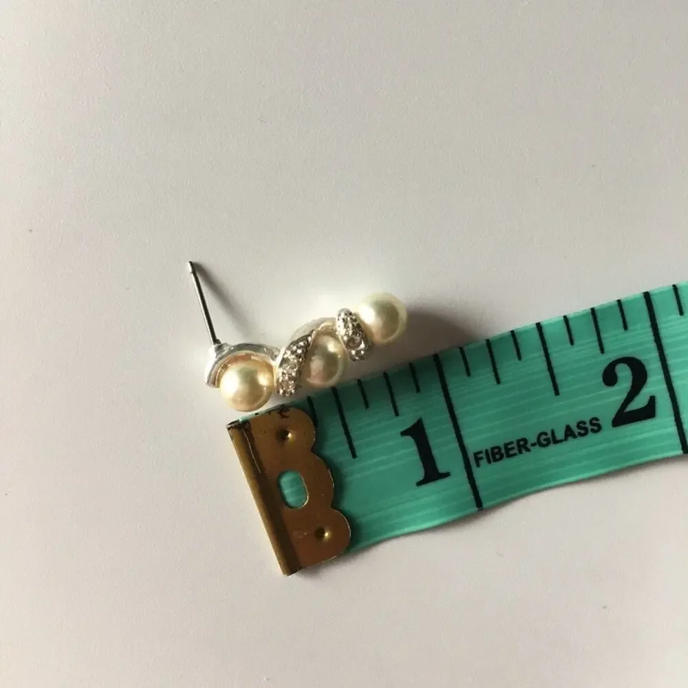 Faux pearl and rhinestone post earrings